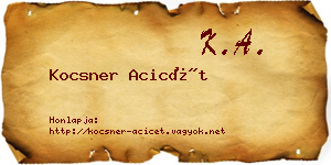 Kocsner Acicét névjegykártya
